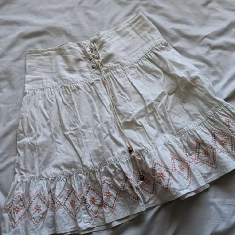 vintage Tommy Jeans white embroidered skirt , 5